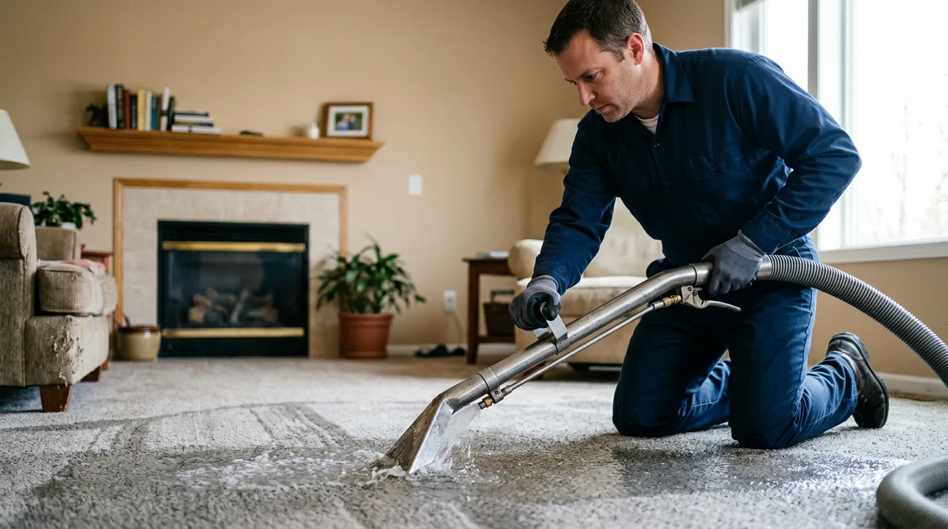 Water damage restoration technician working near Mackinaw, IL